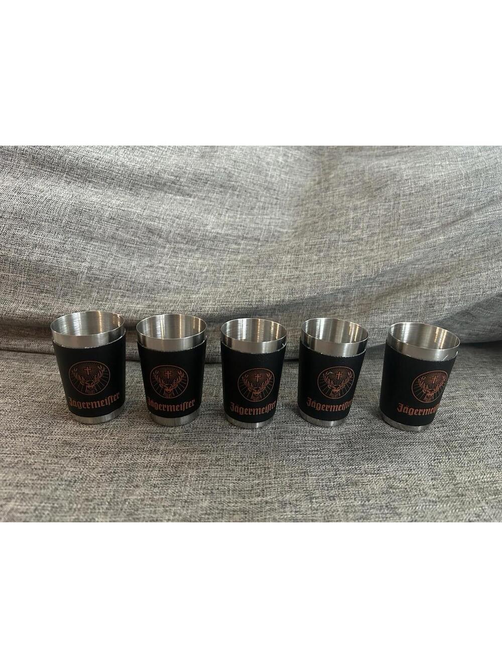 Jagermeister  Liquor Company Aluminum Logo Shot Glasses Set Of 5
